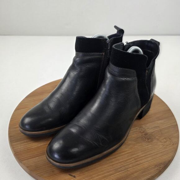 Korks Boots Womens Size 6.5 Black Leather Suede Ankle Chelsea Side Zip Q43803 - Picture 2 of 16